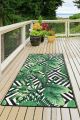 Tapis de couloir Malisa 100x300cm Velours Motif Losange et feuilles tropicales