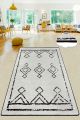 Tapis de couloir Yidir 150x240cm Velours Motif Berbère Noir et Blanc