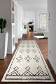 Tapis de couloir Yidir 80x150cm Velours Motif Berbère Noir et Blanc