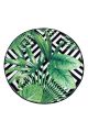 Tapis de salle de bain rond Malisa D100cm Motif Losange et feuilles tropicales