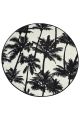 Tapis de salle de bain rond Melodies D100cm Motif Palmiers Noir et Blanc