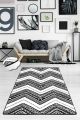 Tapis Kaiji 80x100cm Velours Motif Ethnique en zigzag Noir et Blanc