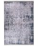 Tapis Kasim 100x200cm 100% Velours Motif Arabesque vieilli Gris et Blanc