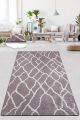 Tapis Kenzi 150x240cm Velours Motif Craquelé Gris et Blanc