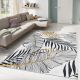 Tapis Maiko 100x140cm Motif Feuilles Gris, Noir et Jaune