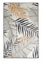 Tapis Maiko 100x300cm Motif Feuilles Gris, Noir et Jaune