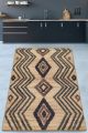 Tapis Plivi 80x120cm Velours Motif Ethnique Noir, Marron et Beige