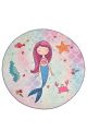 Tapis rond Fontaria D140cm Velours Motif Petite sirène fond Rose