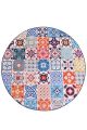 Tapis rond Josefa D140cm Velours Motif Faïence arabesque