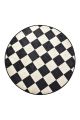 Tapis rond Tila D140cm Motif Carreaux Noir et Blanc