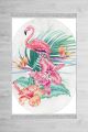 Tapis Seyah 80x150cm Velours Motif Fleurs exotiques et flammant Rose