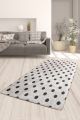 Tapis Taos 80x150cm Velours Motif Pois Noir et Beige