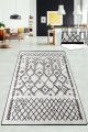 Tapis Tefka 100x200cm Velours Motif Ethnique Noir et Beige