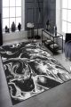 Tapis Vitala 80x100cm Velours Motif Abstrait Noir et Blanc