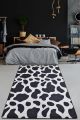 Tapis Wareye 80x150cm Velours Motif Tache de vache Noir et Blanc