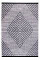 Tapis Werner 100x400cm 100% Velours Motif Losange Gris et Noir