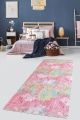 Tapis Yigit 100x200cm Velours Motif Abstrait Rose