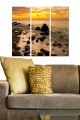 Triptyque Fabulosus L50xH70cm Motif Coucher du soleil et rochers nuances de marron