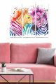 Triptyque Fabulosus L50xH70cm Motif Illustration fantaisie, zèbre