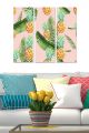 Triptyque Fabulosus L50xH70cm Motif illustration tropicale, ananas et feuilles de bananier