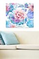 Triptyque Fabulosus L70xH50cm Motif Aquarelle fleurs épanouies Rose et Bleu