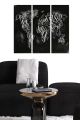 Triptyque Fabulosus L70xH50cm Motif Carte du monde stylisée Noir et Blanc