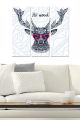 Triptyque Fabulosus L70xH50cm Motif Cerf Hipster Noir , Blanc et Rouge