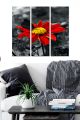 Triptyque Fabulosus L70xH50cm Motif Chrysanthème papillon Noir Et Rouge