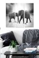 Triptyque Fabulosus L70xH50cm Motif Couple d'éléphants Nuances de gris