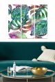 Triptyque Fabulosus L70xH50cm Motif Feuilles tropicales Vert et Violet