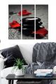 Triptyque Fabulosus L70xH50cm Motif Galets Noir, Gris et Rouge