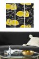 Triptyque Fabulosus L70xH50cm Motif illustration citrons Noir et Jaune