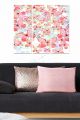 Triptyque Fabulosus L70xH50cm Motif Illustration fantaisie papillons Rose et Turquoise