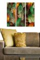 Triptyque Fabulosus L70xH50cm Motif Illustration plumes Multicolore