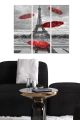 Triptyque Fabulosus L70xH50cm Motif Parapluie et Tour Eiffel sous la neige Gris et Rouge