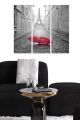 Triptyque Fabulosus L70xH50cm Motif Paris sous la pluie Gris et Rouge