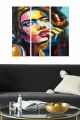 Triptyque Fabulosus L70xH50cm Motif Peinture femme pensive Multicolore