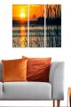 Triptyque Fabulosus L70xH50cm Motif Scénique roseaux au soleil couchant Orange et Noir