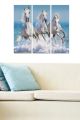 Triptyque Fabulosus L70xH50cm Motif Trois Chevaux Blanc et Bleu