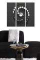 Triptyque Fabulosus L70xH50cm Motif Yin Yang Noir et Blanc